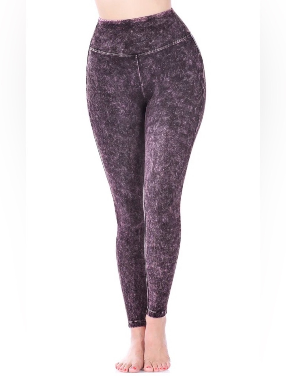 Zenana High-Waist Acid Wash Purple Leggings 1x
